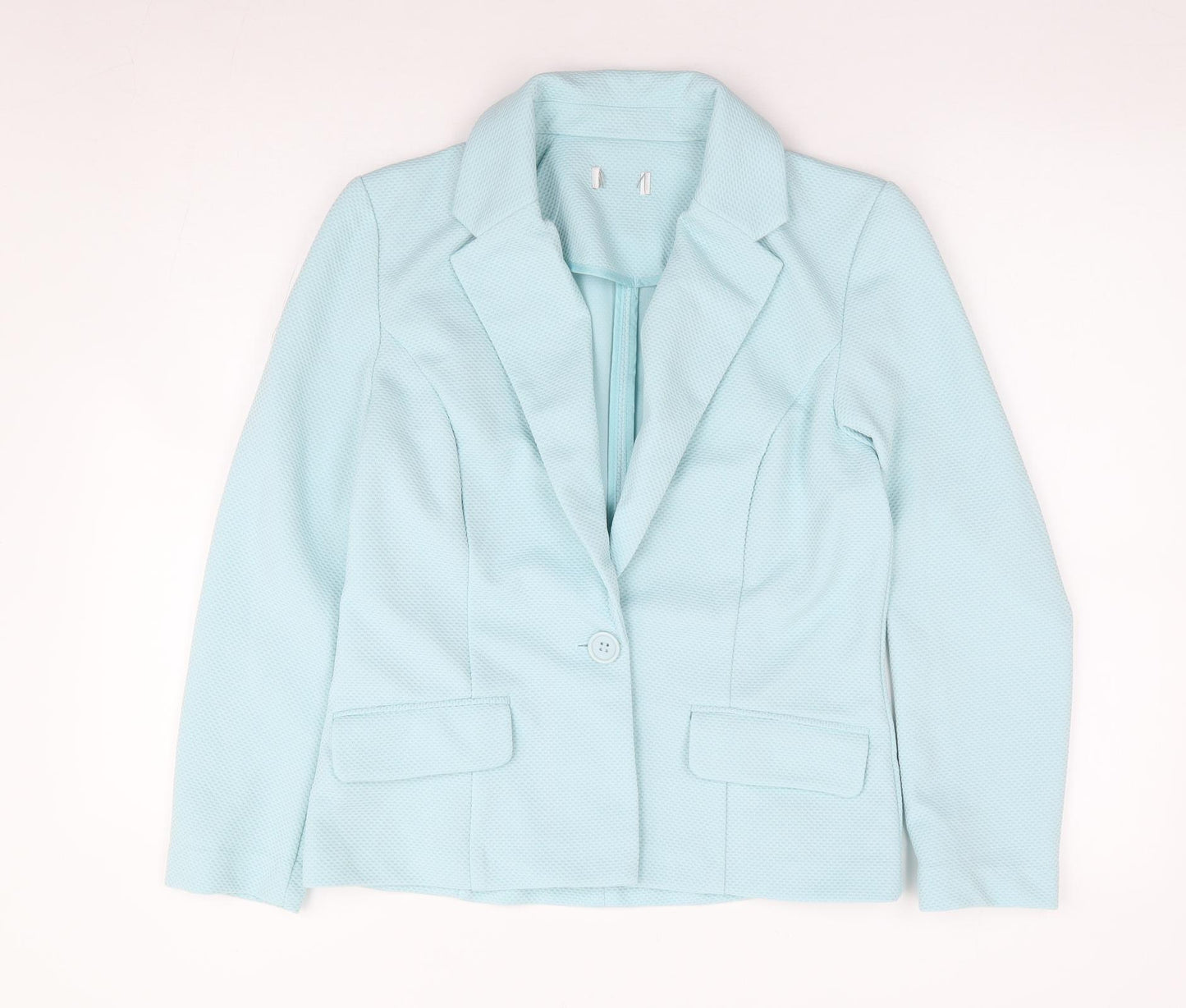 Preworn Womens Green Polyester Jacket Suit Jacket Size 10
