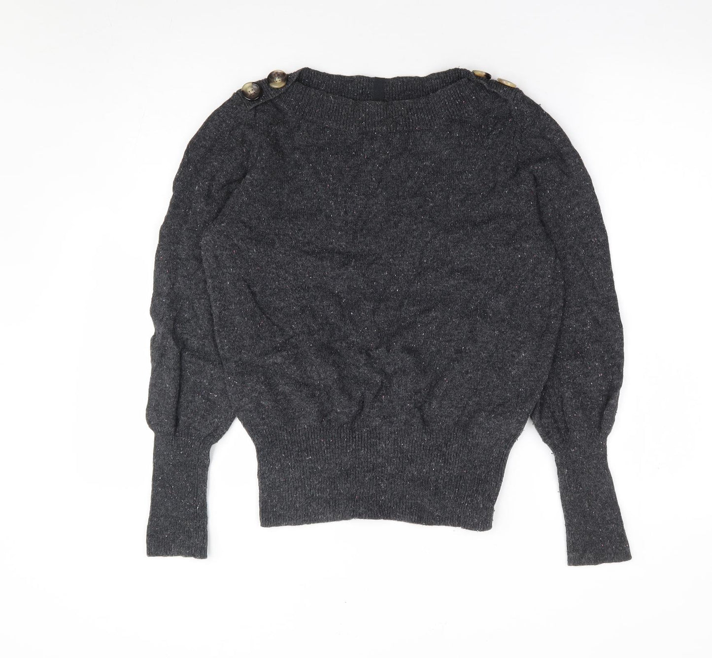 Per Una Womens Grey Boat Neck Cotton Pullover Jumper Size 12