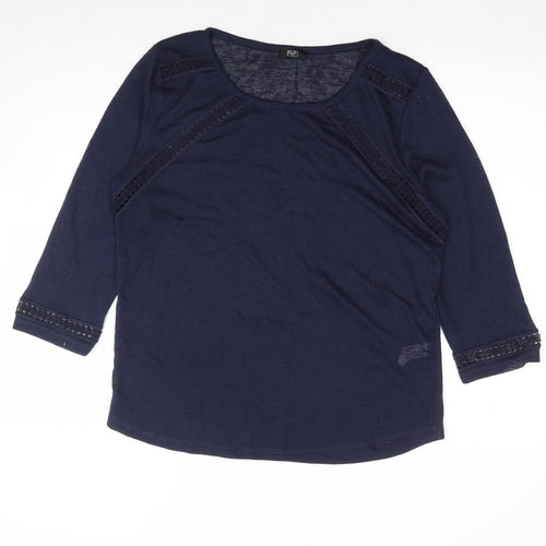 F&F Womens Blue Polyester Jersey T-Shirt Size 14 Round Neck