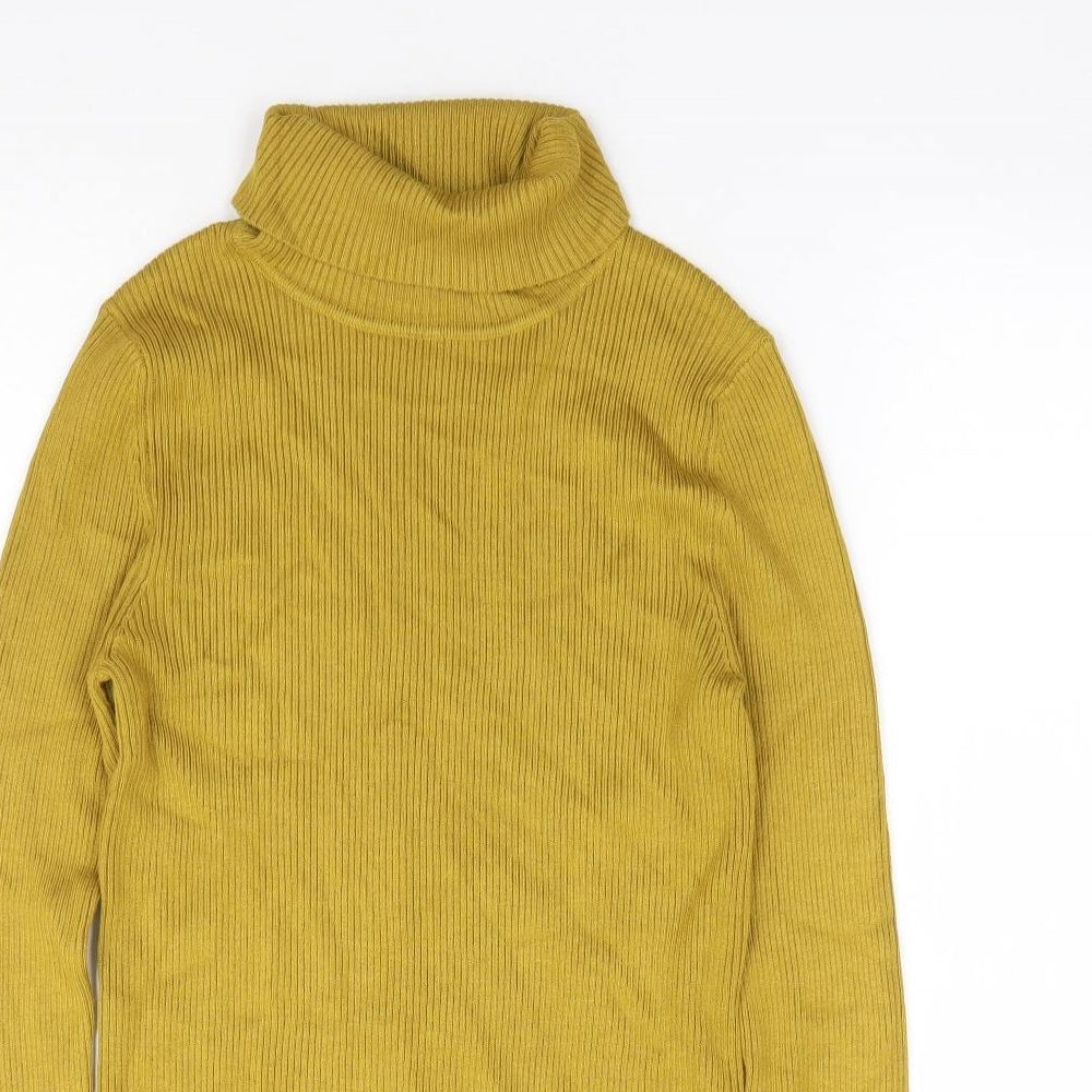 Marks and Spencer Womens Green Roll Neck Viscose Pullover Jumper Size 10 - Ribbed