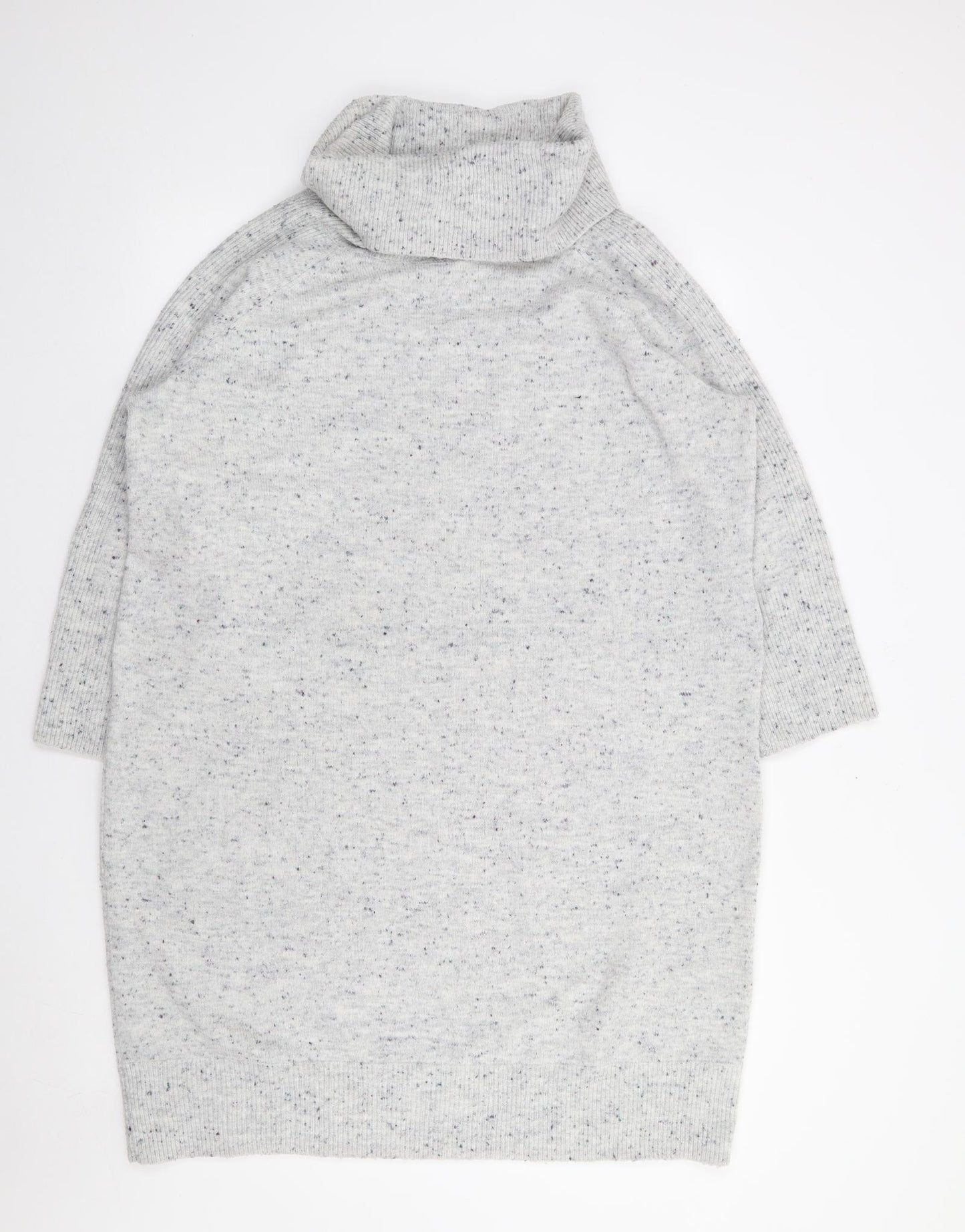 Monsson Womens Grey Acrylic Jumper Dress Size L Roll Neck Pullover