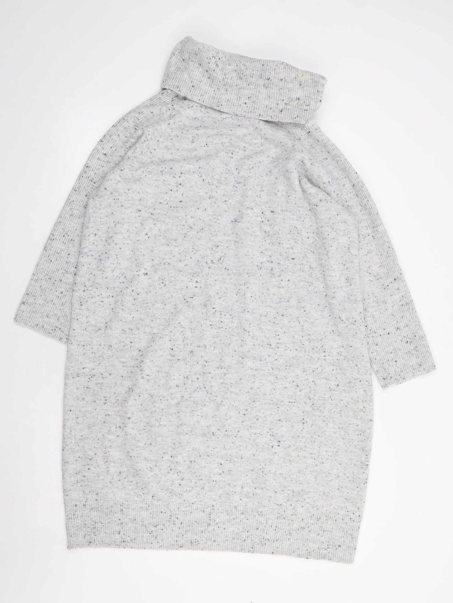 Monsson Womens Grey Acrylic Jumper Dress Size L Roll Neck Pullover