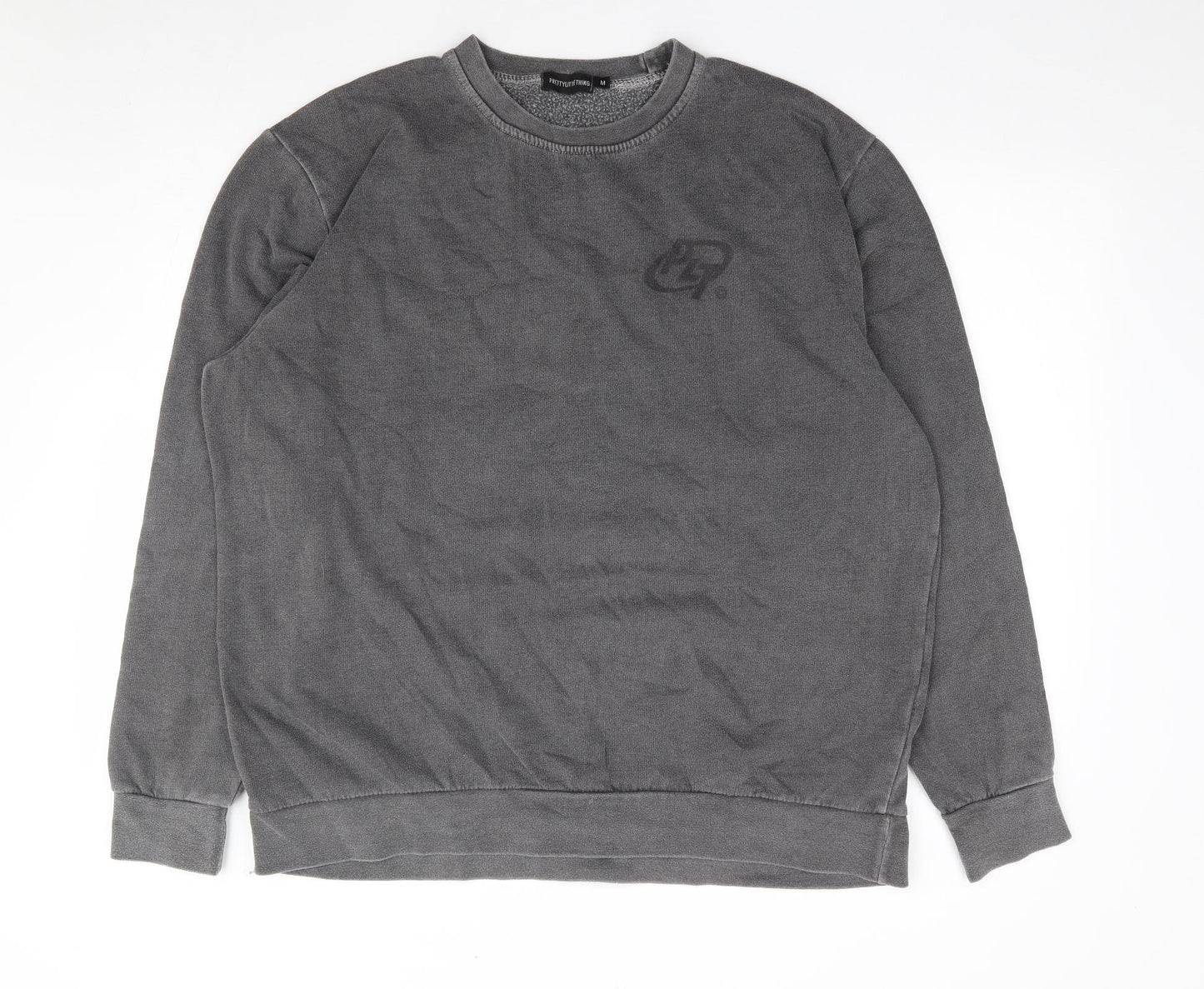 Pretty little Thing Womens Grey Cotton Pullover Sweatshirt Size M Pullover