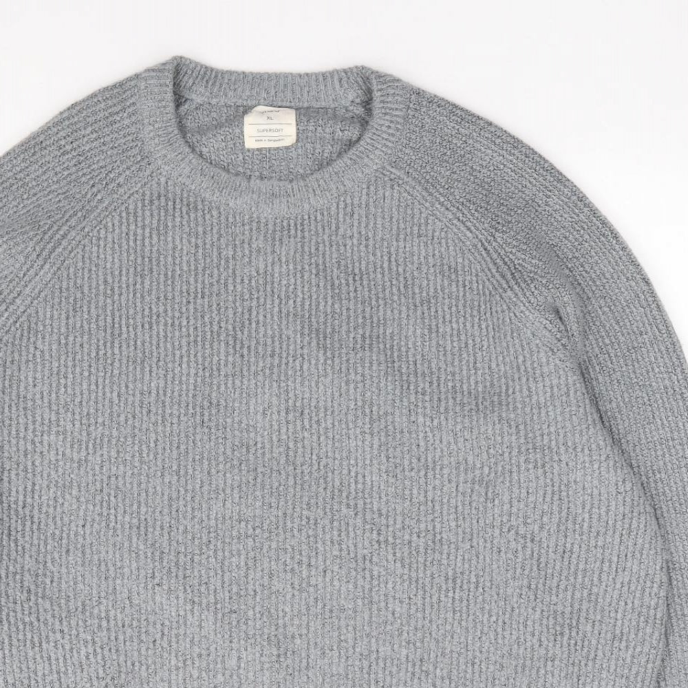 Marks and Spencer Mens Blue Crew Neck Polyamide Pullover Jumper Size XL
