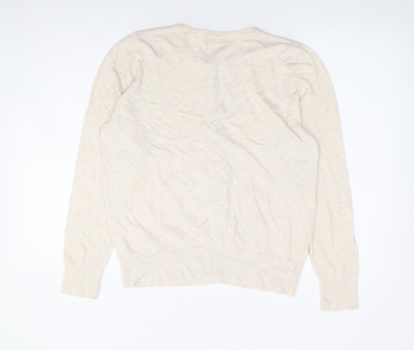 F&F Womens Beige Crew Neck Polyester Cardigan Jumper Size M