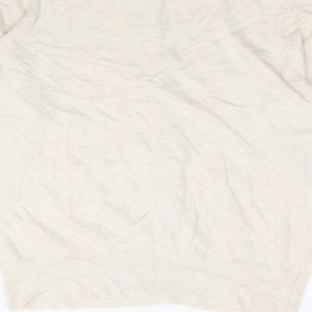 F&F Womens Beige Crew Neck Polyester Cardigan Jumper Size M