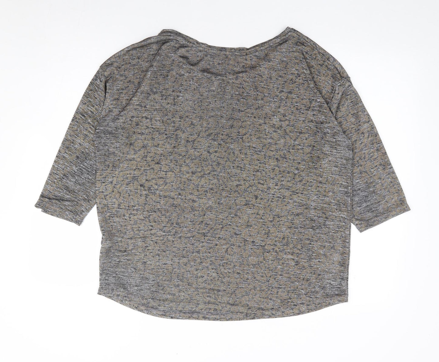 NEXT Womens Grey Animal Print Polyester Jersey Blouse Size 16 Boat Neck - Metallic