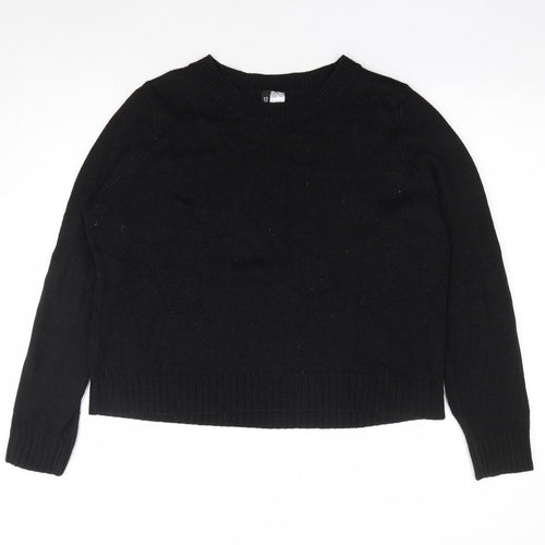 H&M Womens Black Round Neck Acrylic Pullover Jumper Size M