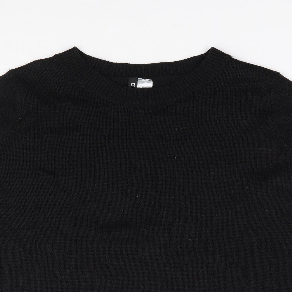 H&M Womens Black Round Neck Acrylic Pullover Jumper Size M