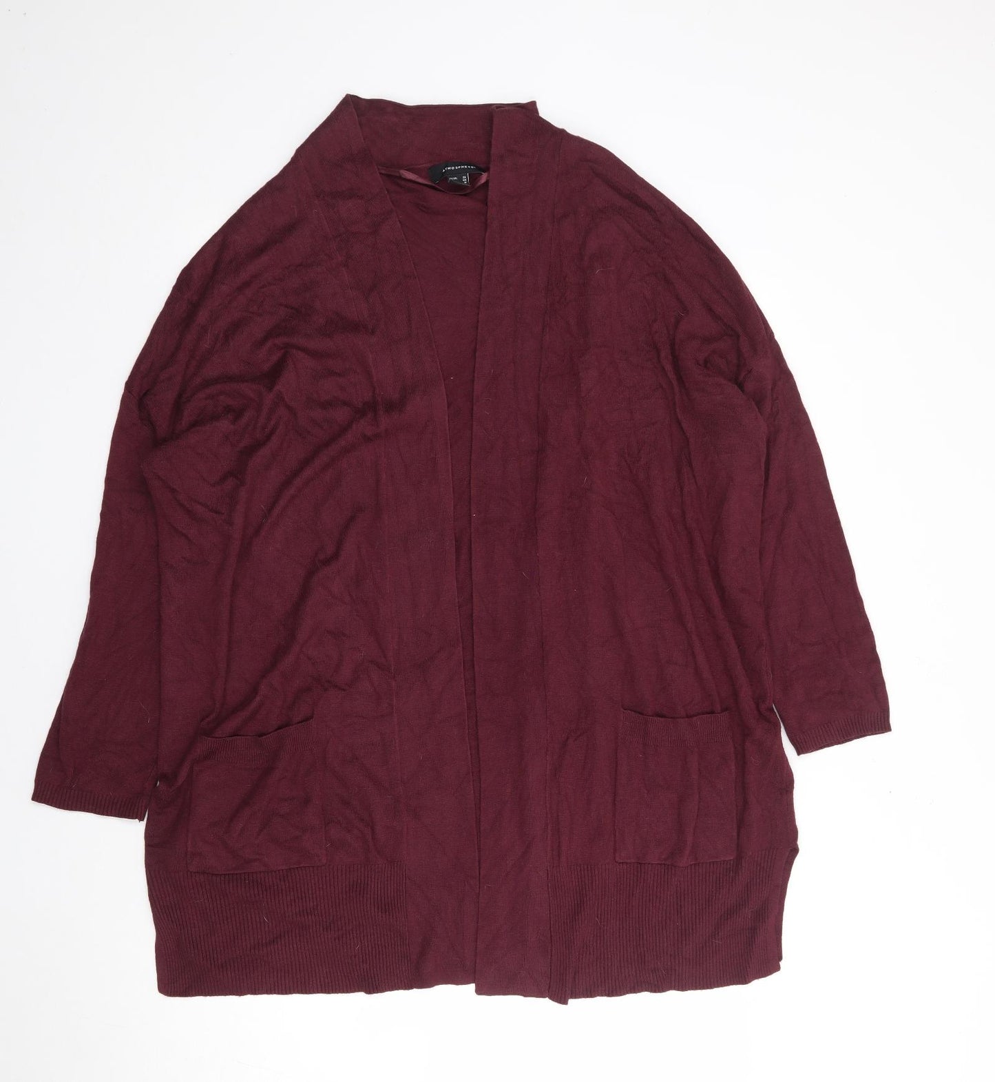 Primark Womens Red V-Neck Viscose Cardigan Jumper Size 20