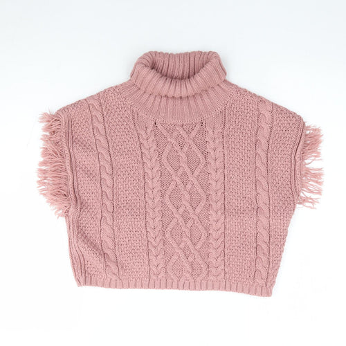 Primark Girls Pink Roll Neck Acrylic Pullover Jumper Size 4-5 Years Pullover