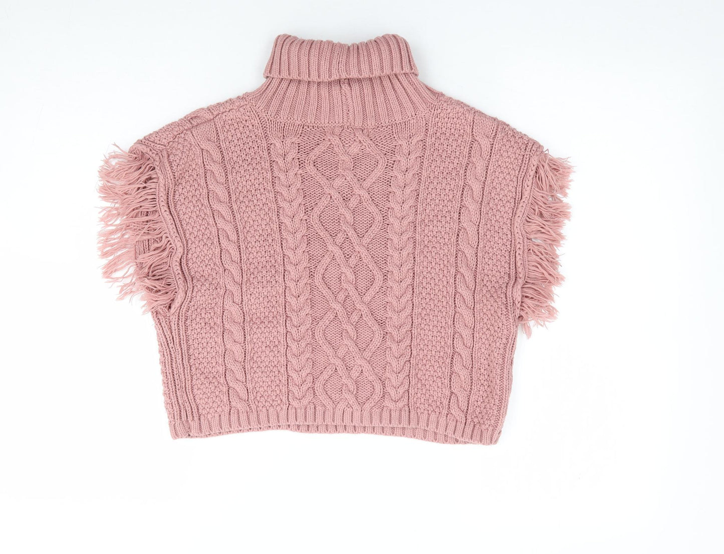 Primark Girls Pink Roll Neck Acrylic Pullover Jumper Size 4-5 Years Pullover