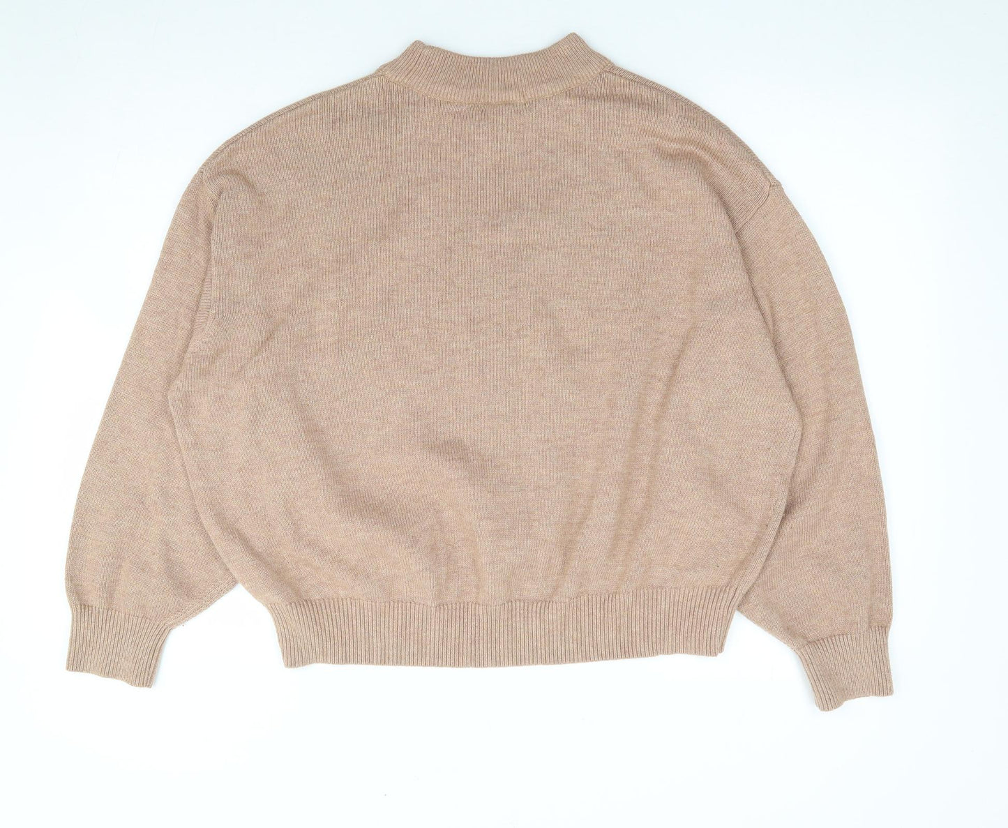 H&M Womens Beige Mock Neck Polyester Pullover Jumper Size L