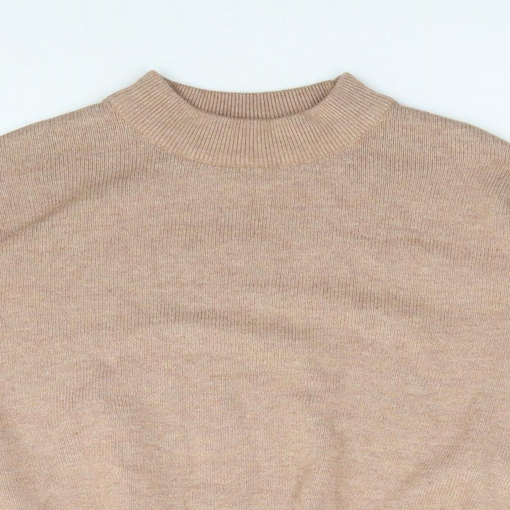 H&M Womens Beige Mock Neck Polyester Pullover Jumper Size L