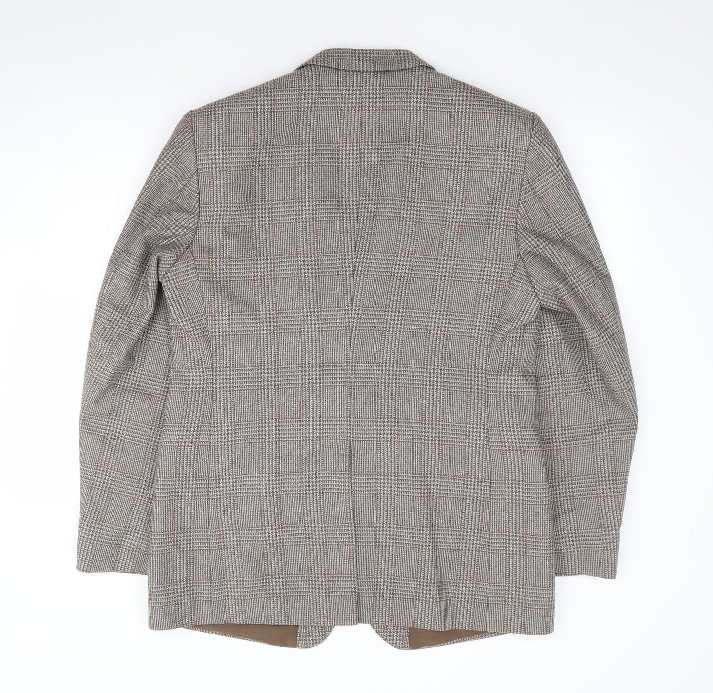 Greenwoods Mens Brown Plaid Wool Jacket Suit Jacket Size 38