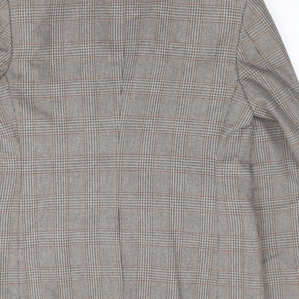 Greenwoods Mens Brown Plaid Wool Jacket Suit Jacket Size 38