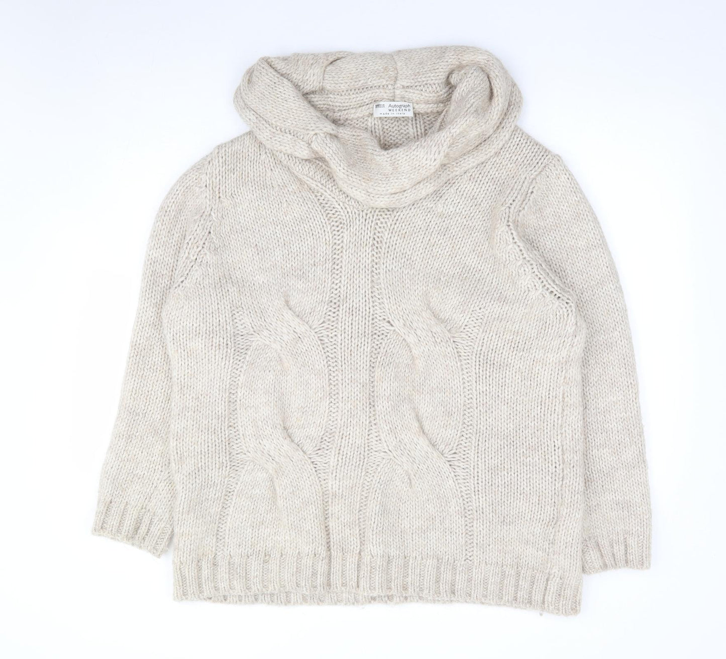 Marks and Spencer Womens Beige Roll Neck Acrylic Pullover Jumper Size 18