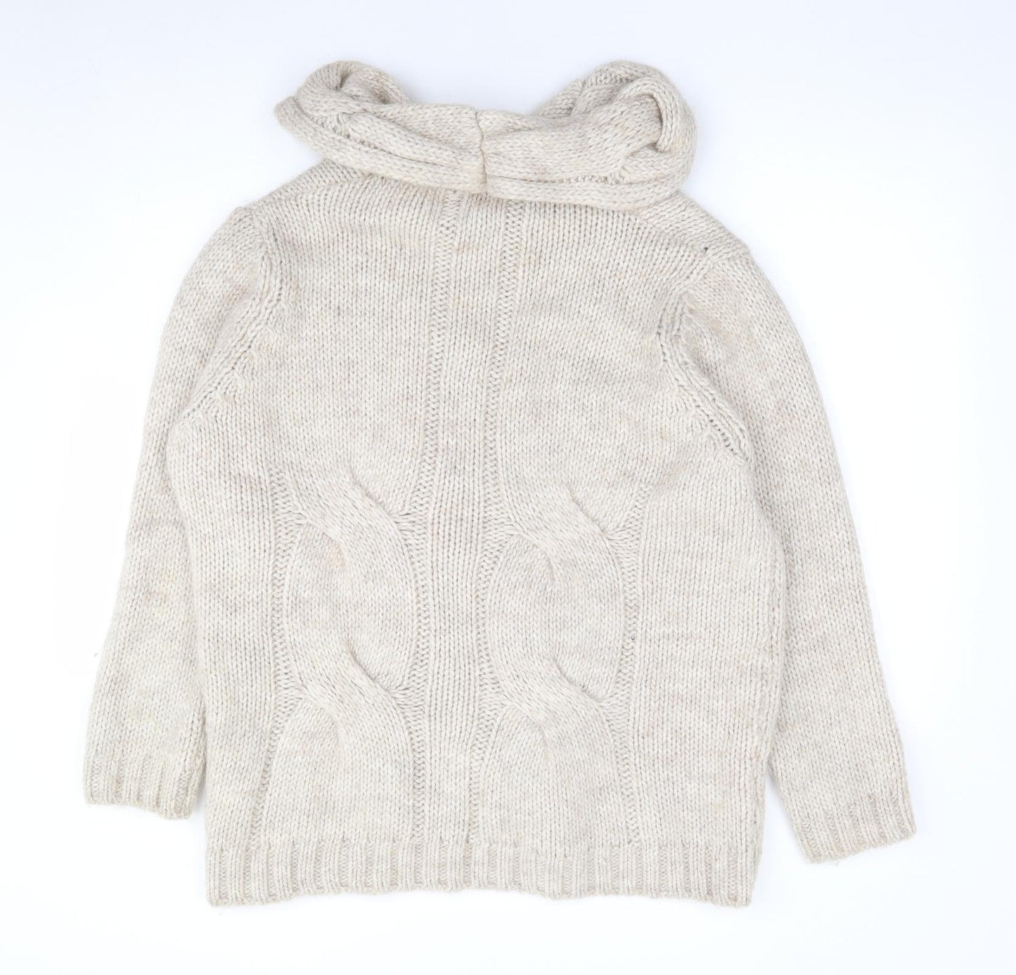 Marks and Spencer Womens Beige Roll Neck Acrylic Pullover Jumper Size 18