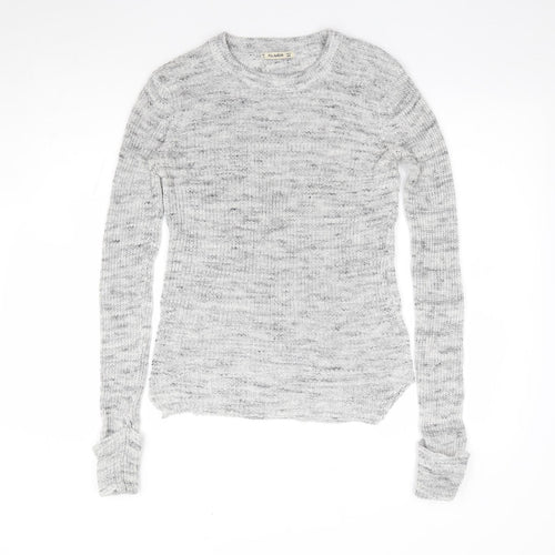 Pull & Bear Womens Grey Round Neck Polyester Pullover Jumper Size S