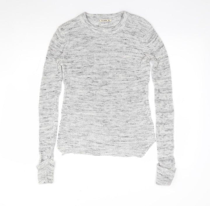 Pull & Bear Womens Grey Round Neck Polyester Pullover Jumper Size S
