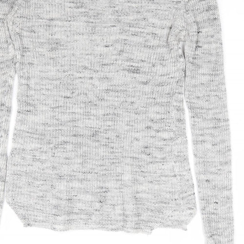 Pull & Bear Womens Grey Round Neck Polyester Pullover Jumper Size S