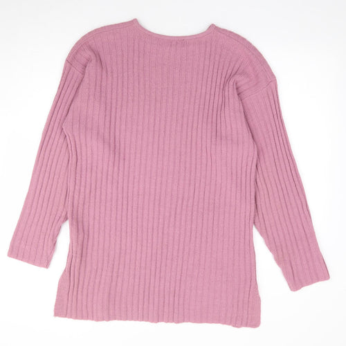 Katies Womens Pink Crew Neck Acrylic Pullover Jumper Size M
