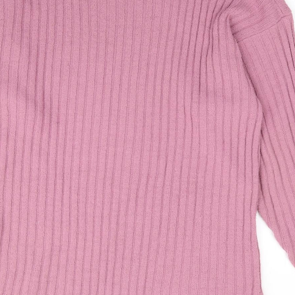 Katies Womens Pink Crew Neck Acrylic Pullover Jumper Size M