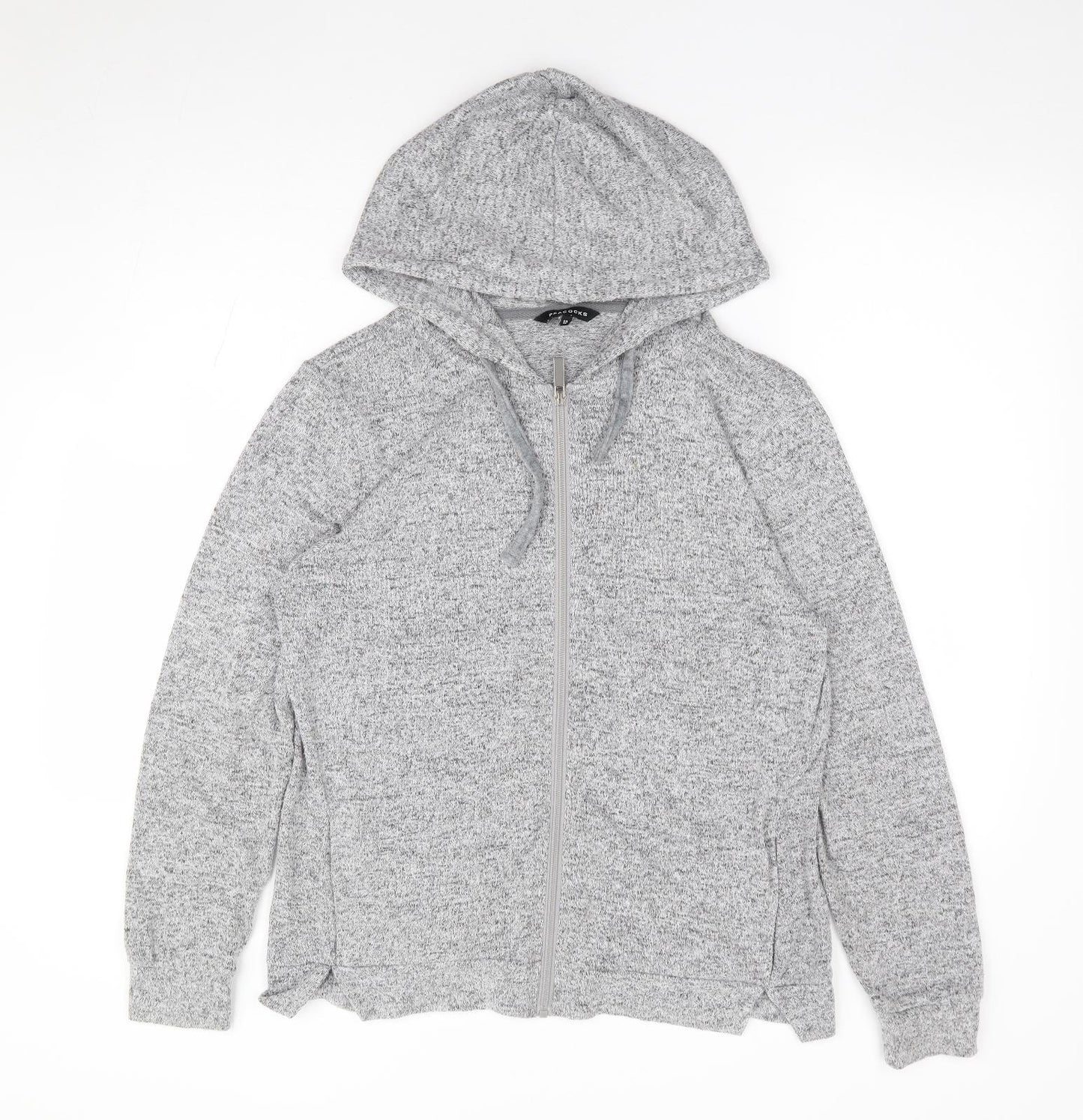 Peacocks Womens Grey Polyester Full Zip Hoodie Size 12 Zip