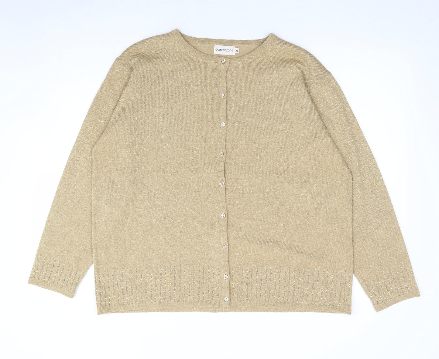 Bonmarché Womens Gold Acrylic Cardigan Jumper Size XL