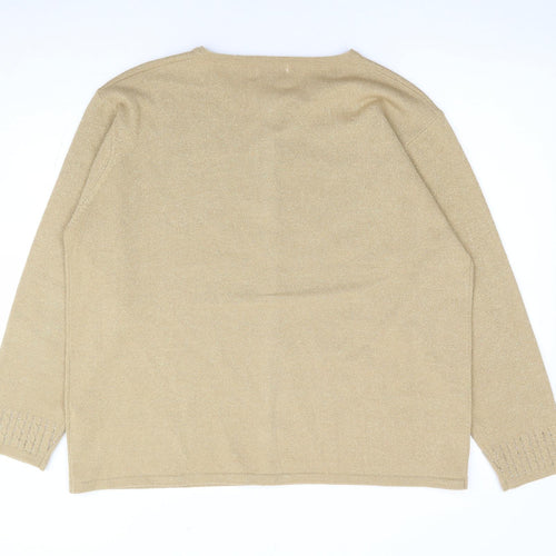 Bonmarché Womens Gold Acrylic Cardigan Jumper Size XL