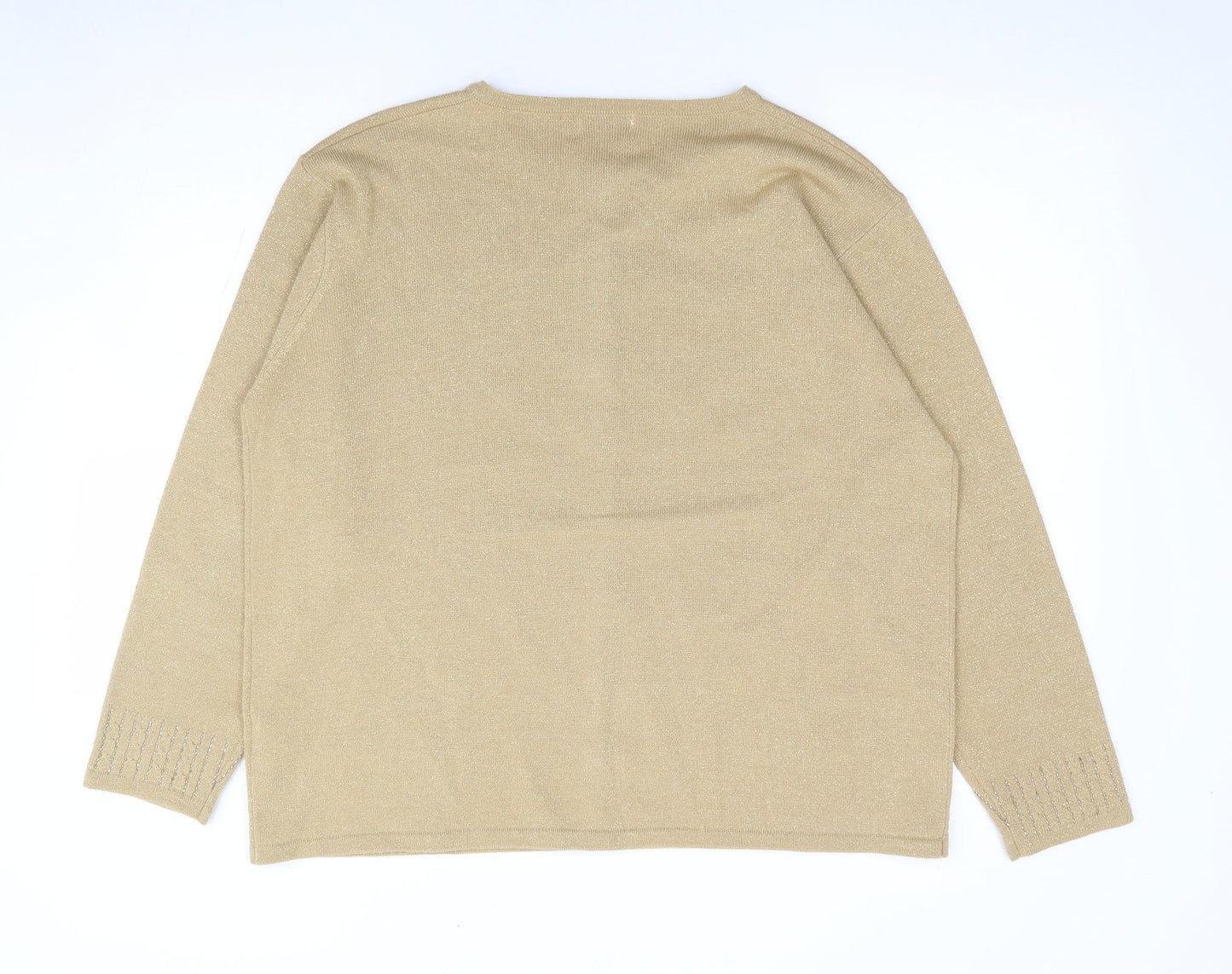 Bonmarché Womens Gold Acrylic Cardigan Jumper Size XL