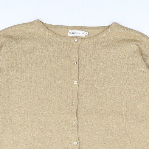 Bonmarché Womens Gold Acrylic Cardigan Jumper Size XL