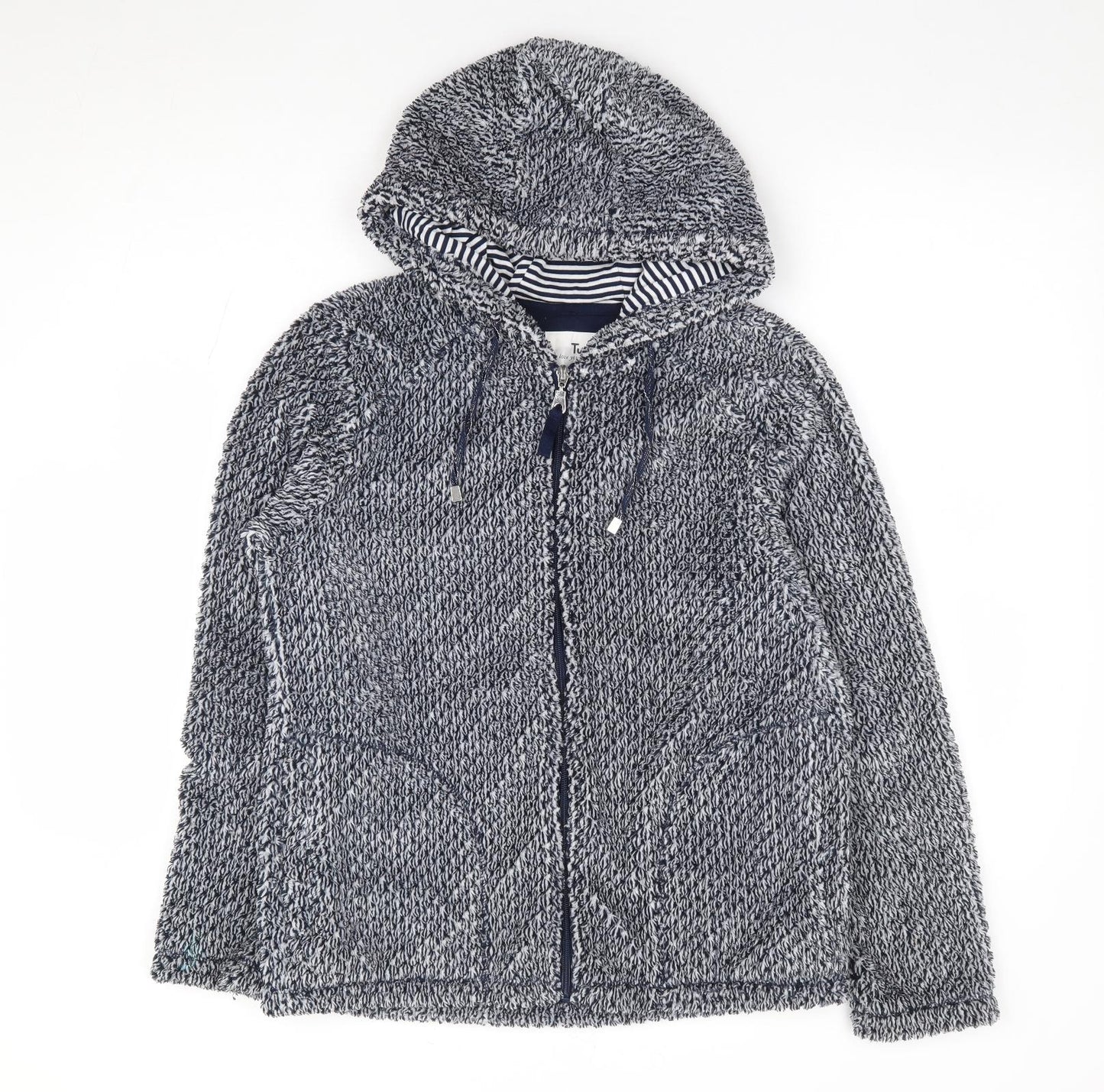 TU Womens Blue Polyester Full Zip Hoodie Size 12 Zip