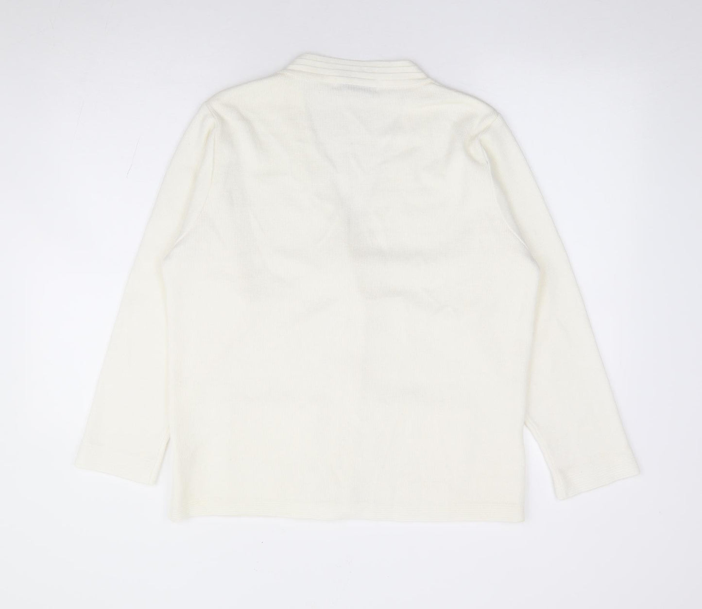 Beaumonde Paris Womens Ivory V-Neck Acrylic Cardigan Jumper Size 14