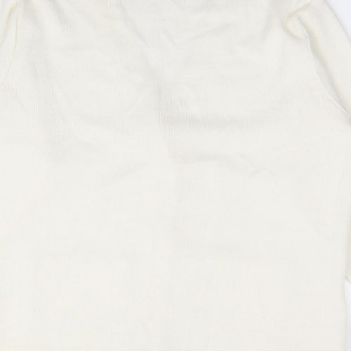 Beaumonde Paris Womens Ivory V-Neck Acrylic Cardigan Jumper Size 14