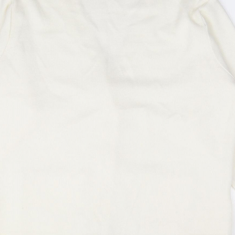 Beaumonde Paris Womens Ivory V-Neck Acrylic Cardigan Jumper Size 14