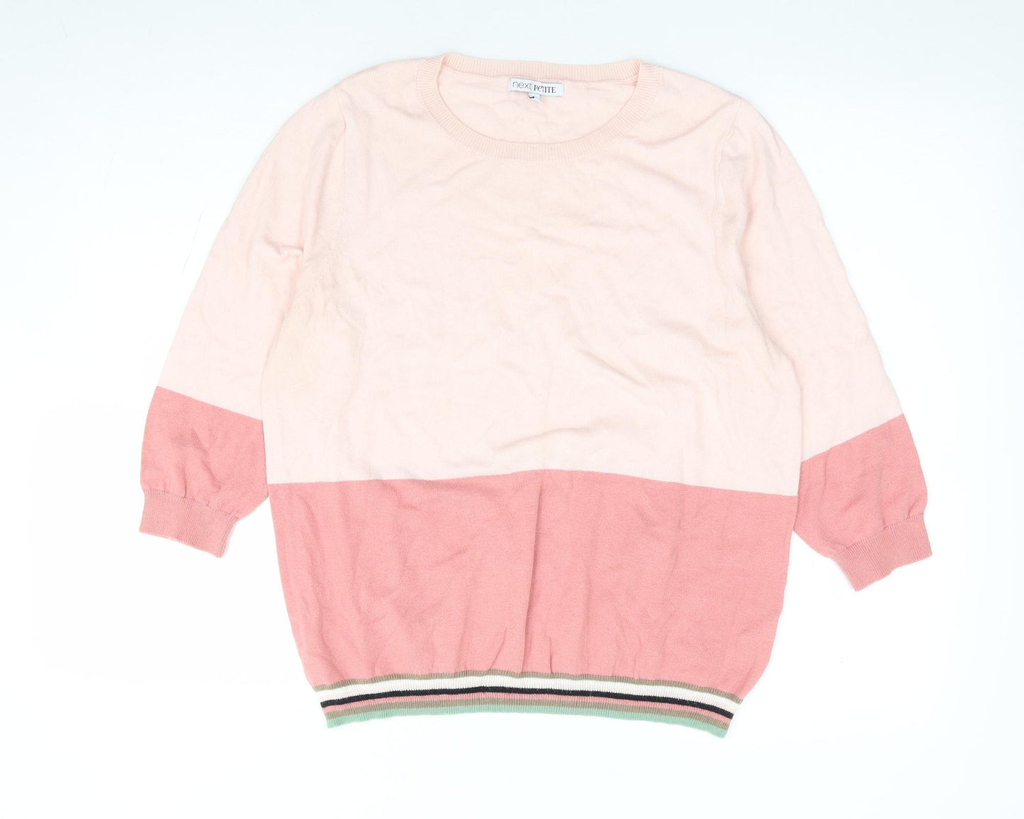 NEXT Womens Pink Round Neck Cotton Pullover Jumper Size 16