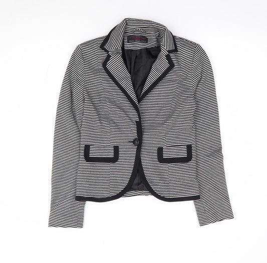 New Look Womens Black Striped Polyester Jacket Suit Jacket Size 10