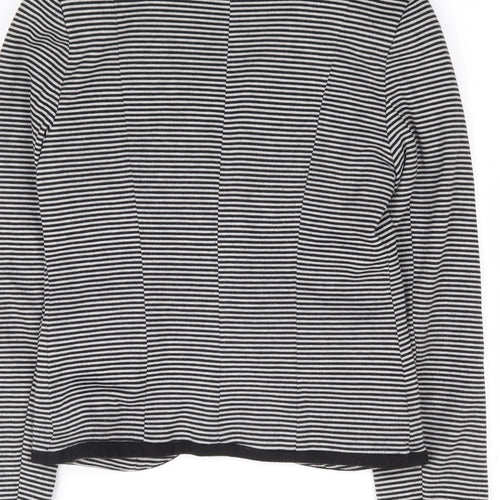 New Look Womens Black Striped Polyester Jacket Suit Jacket Size 10