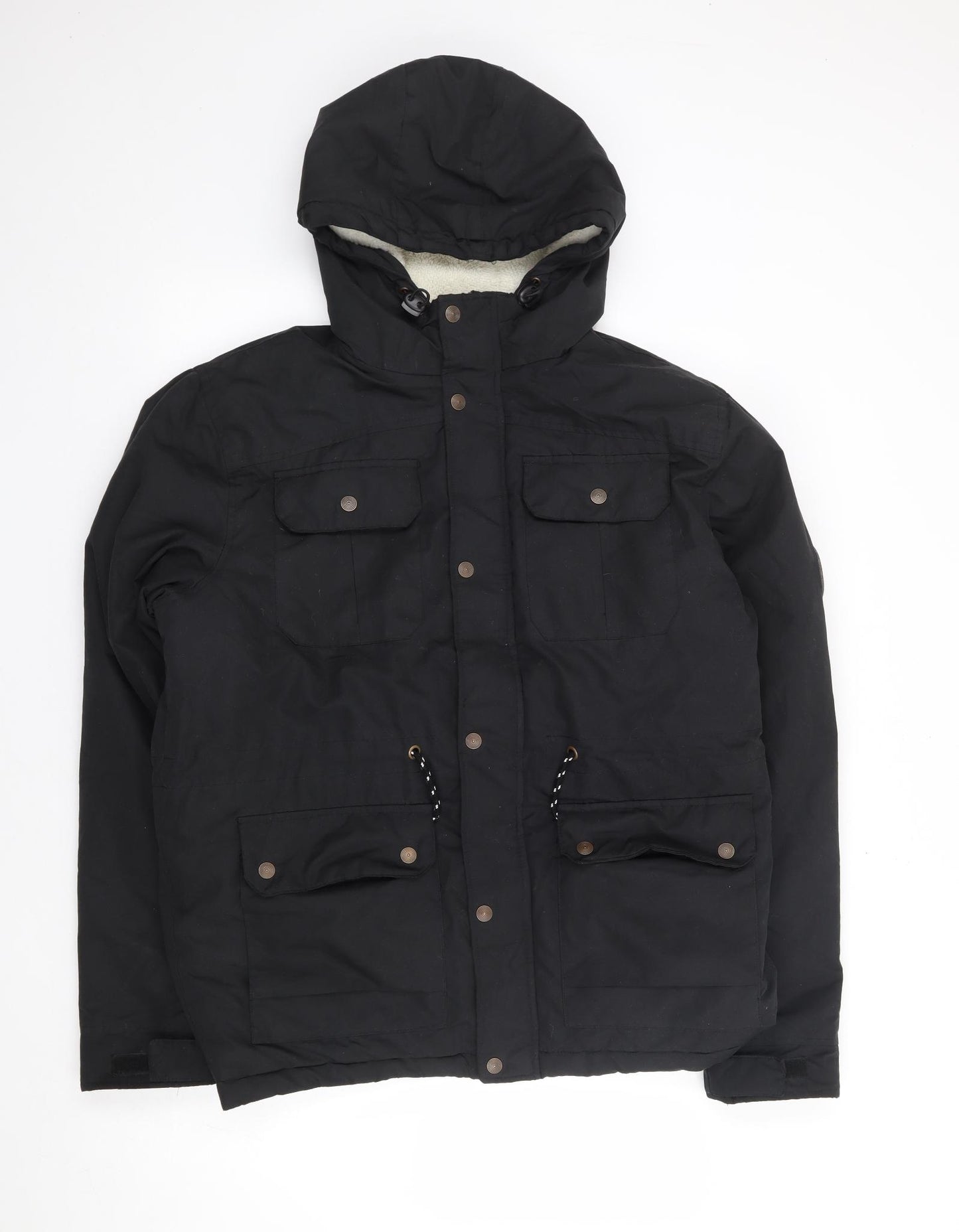 Lee Cooper Mens Black Parka Coat Size L Zip