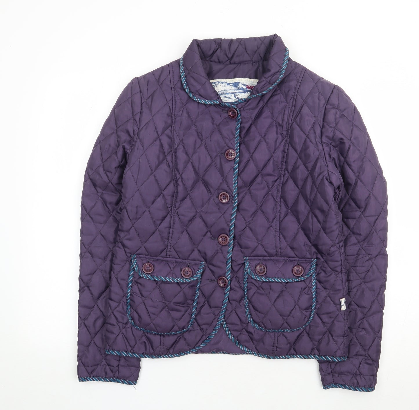 42 Hours Womens Purple Quilted Coat Size 12 Button