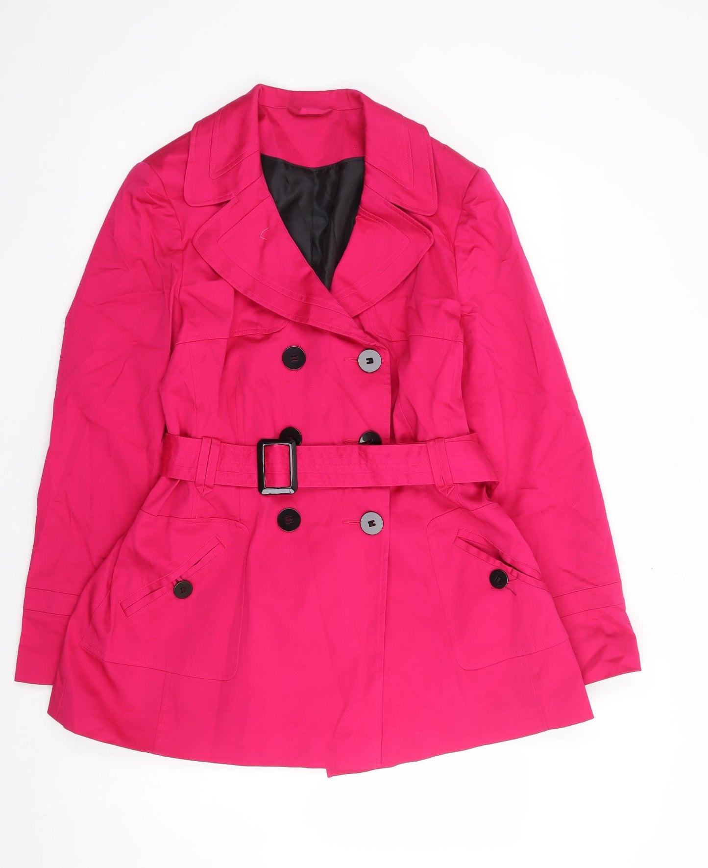 F&F Womens Pink Trench Coat Coat Size 16 Button