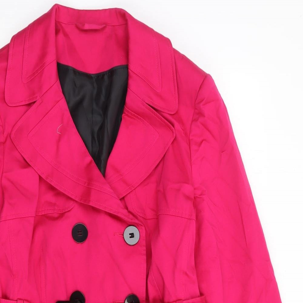 F&F Womens Pink Trench Coat Coat Size 16 Button