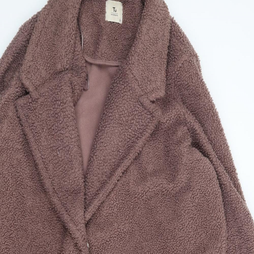 TU Womens Brown Jacket Coat Size 20 Snap - Teddy Coat