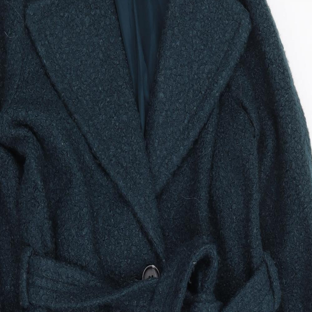 NEXT Womens Green Jacket Coat Size 12 Button - Teddy Coat