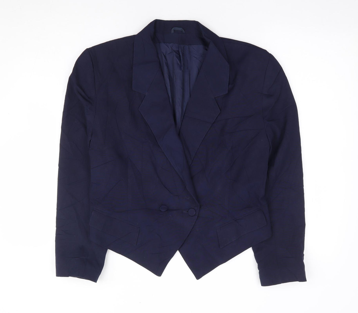 Preworn Womens Blue Polyester Jacket Suit Jacket Size 12