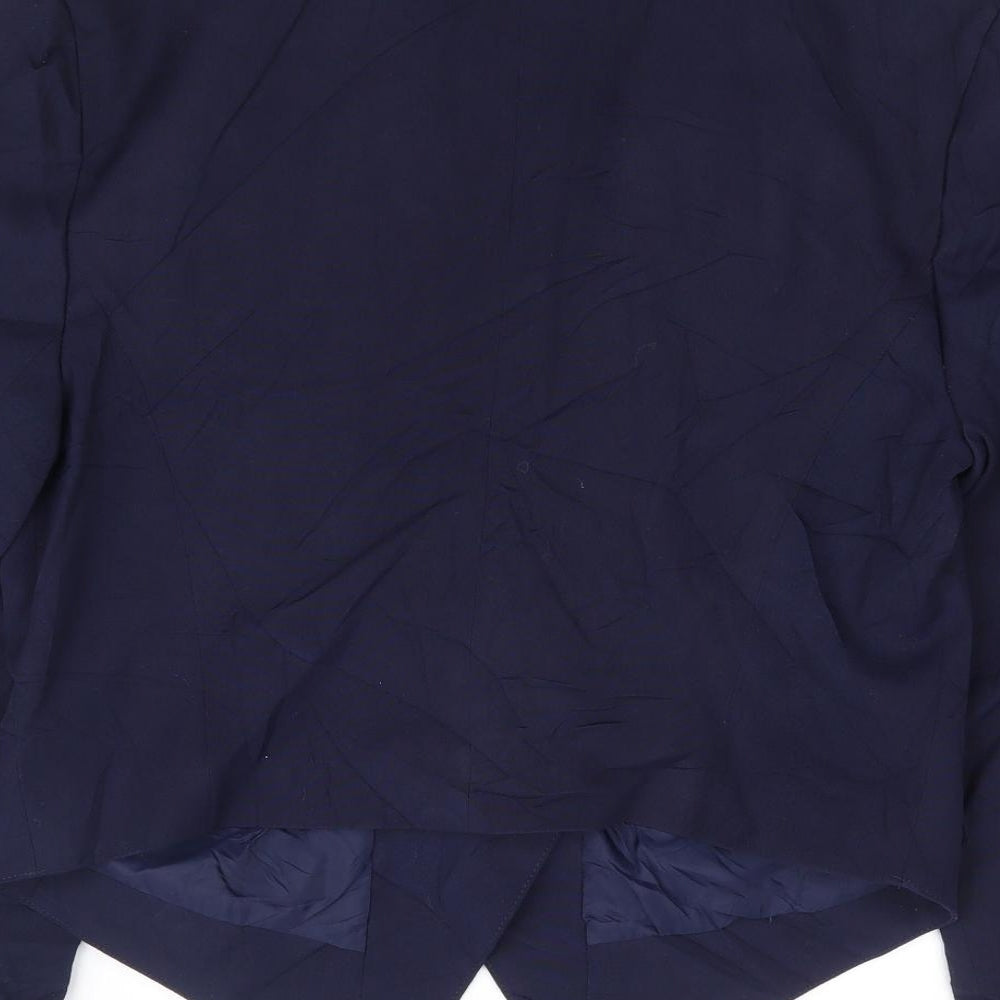 Preworn Womens Blue Polyester Jacket Suit Jacket Size 12