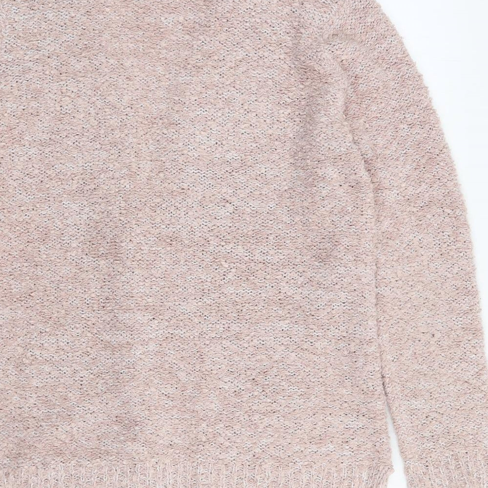 F&F Womens Pink V-Neck Polyester Cardigan Jumper Size 14
