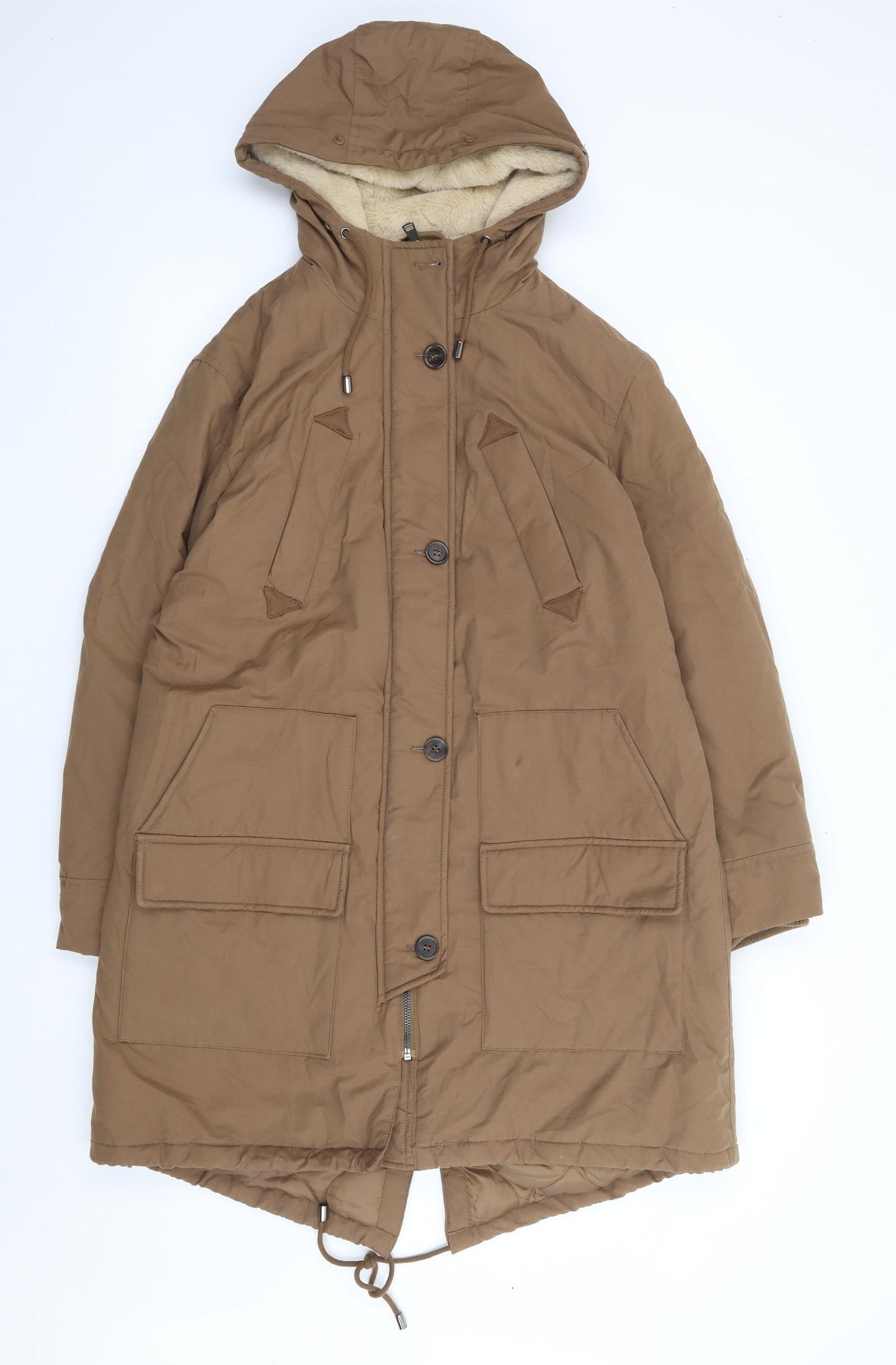 George Womens Brown Parka Coat Size M Zip