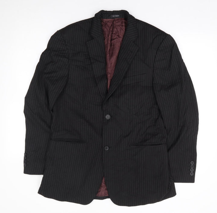 Tom English Mens Black Striped Polyester Jacket Suit Jacket Size 38